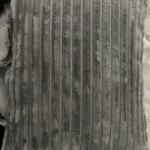 Plush Gray Striped Pillow